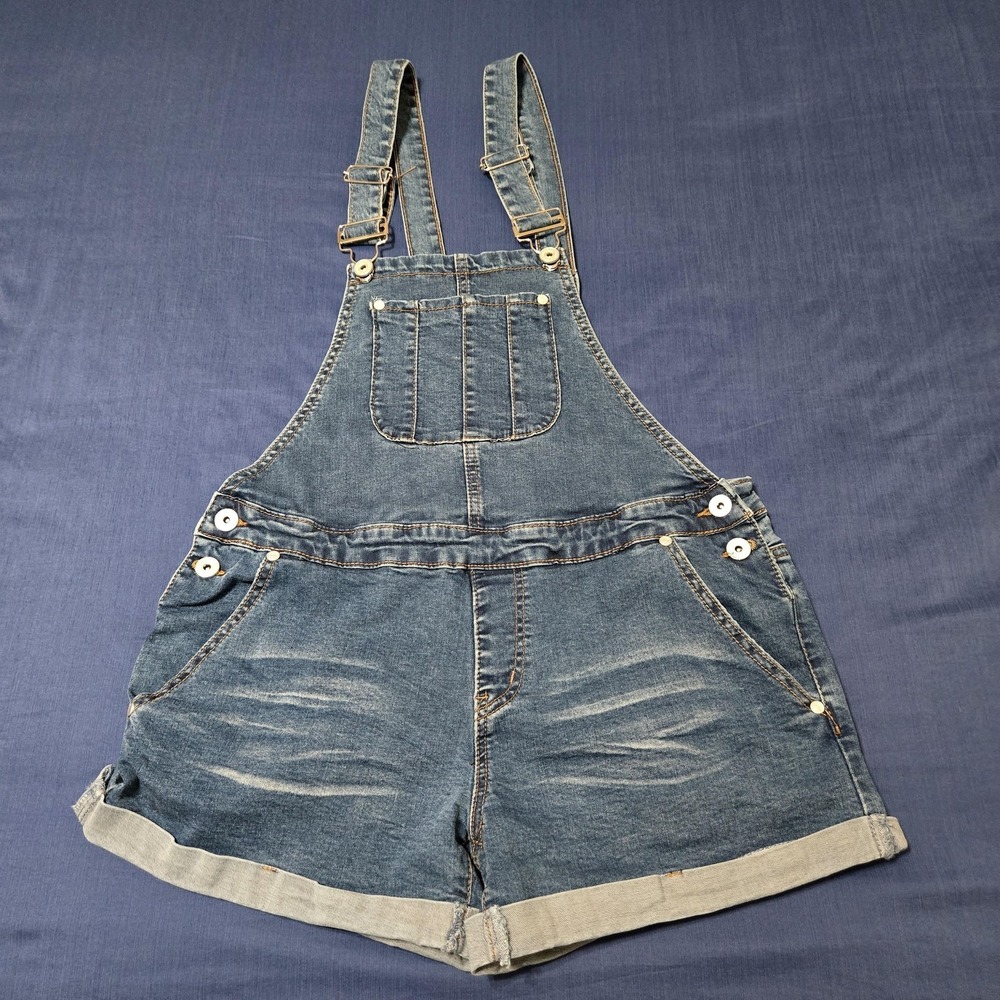 Listicle Overalls Womens Small Blue Denim Shortalls‎ Adjustable Straps Summer